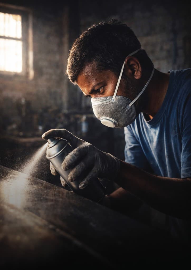 Precision aerosol application in a professional workshop