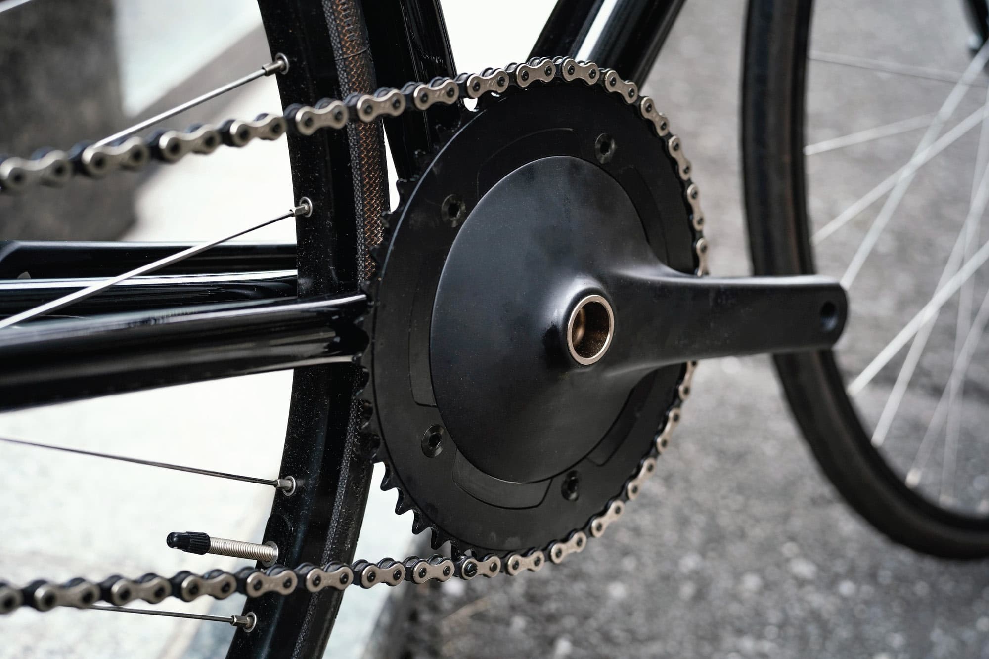 Clean bicycle chain and chainring — smooth, protected drivetrain
